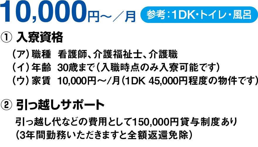 10,000円/月 参考:1DK・トイレ・風呂